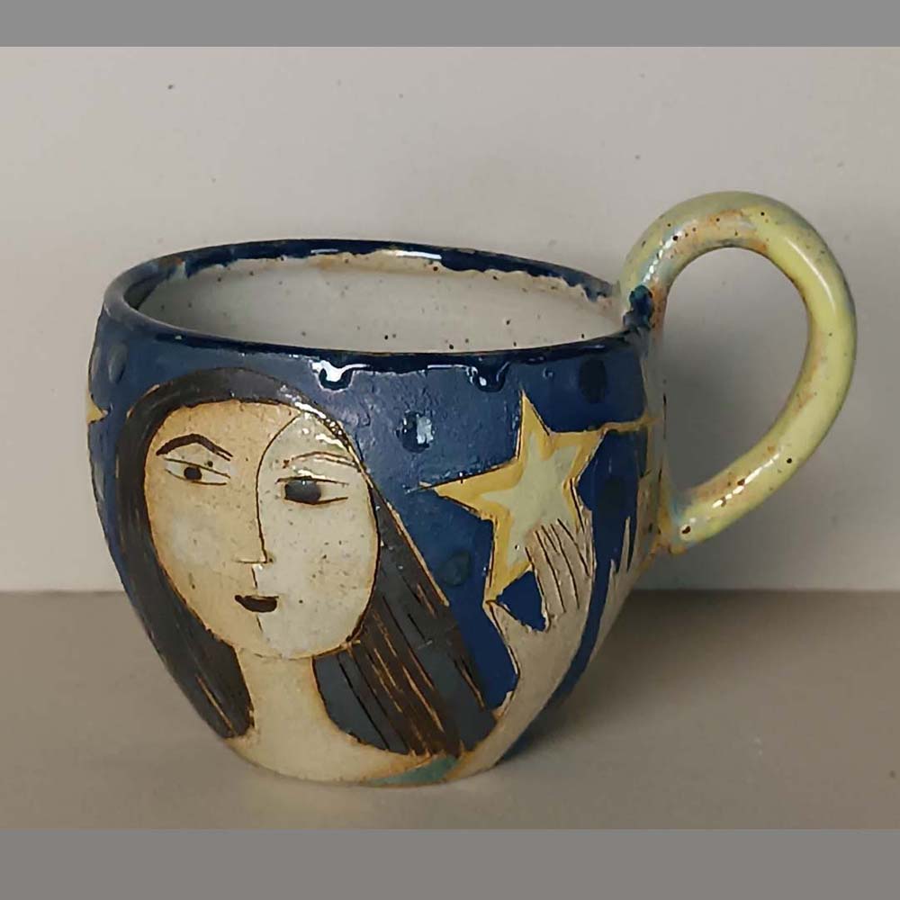 Tasse aus Steinzeug mit Gesichtern - Einzelstück von Eckart Meisel