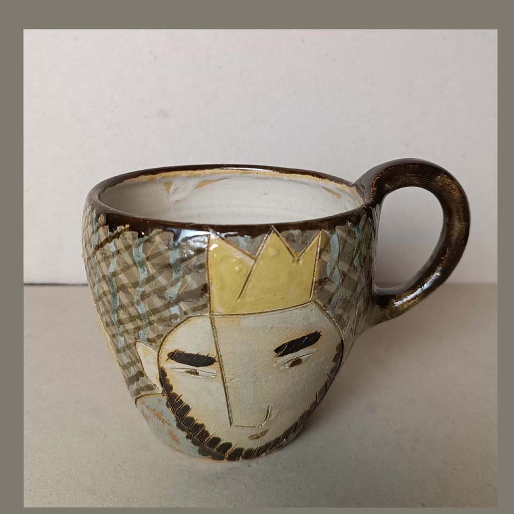 Kaffetasse mit König und Königin - Einzelstück - hoch gebrannt